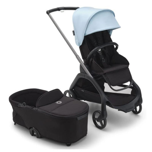 - Dragonfly Stroller and Bassinet Complete, Graphite/Midnight Black/Skyline Blue